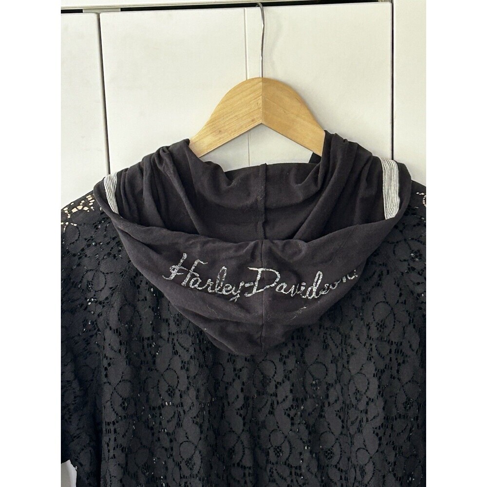 Harley Davidson Lace Hoodie Full Zip Jacket Women's Size 1W 18 20 Black - Picture 10 of 10